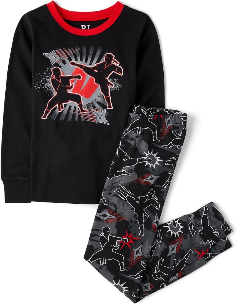 Дитяче місце Boys' 100% бавовняні довгі рукави та штани,2 шт. Pajama Set