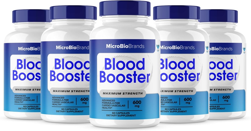 (5 Pack) Microbio Blood Booster, Micro Bio Bio Blood Booster Φυσικό συμπλήρωμα υποστήριξης ροής αίματος, Micro Bio Μάρκες χάπια Advanced Microbiobrands Μέγιστη δύναμη Υποστήριξη Φόρμουλα (300 κάψουλες)