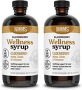 Norm 's Farms Wellness Black Elderberry Syrup dengan Honey, Cinnamon & Cloves - Made in USA, Natural Ammune Support, No Alkohol atau Fillers, Gluten- Free, Non-GMO, Vegan, Murni Elderberry Syrup - 2PK 8 Oz
