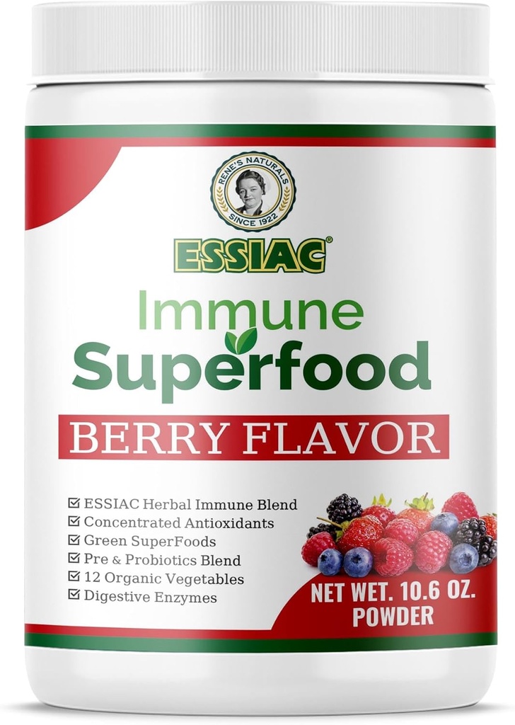 Essiac SuperFood für Immununterstützung 10.6 oz | 12 Bio-Grüne, Konzentrierte Antioxidantien, Pre und Probiotics | Vegan, Dairy Free, Gluten Free| Non-GMO, kein hinzugefügter Zucker