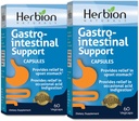 HERBION Naturals Suporte gastro-intestinal Mistura de ervas para alívio do estômago irritado, saúde e função gastrintestinal, indigestão de ácido ocasional, flora intestinal saudável, 60 végicaps - pacote de 2