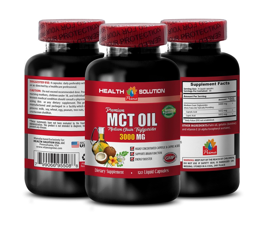 Immune System Booster - MCT Oil 3600MG, 100% Pure - Medium Chain triglycerides, mct Oil Supplement softgels, mct Oil Pills Organic, mct Oil Capsules, mct Oil Pills, mct Oil - 1 Bottle (120 Softgels)