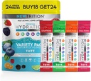 Порошок Hydration, 4 Flavors, Пакети 24 Electrolyte Порошкові пакети, Природно-флаворедні Hydrating Packets для води, швидкі Acting Hydrate Electrolytes з вітамінами B&C, Енергетика та відновлення