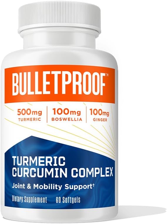 Bulletproof gurkmeja Curcumin Complex Inflammation Response Softgels, 60 Count, Keto Supplement för Joint and Inflammation Support, Antioxidant Support, Förpackning kan variera
