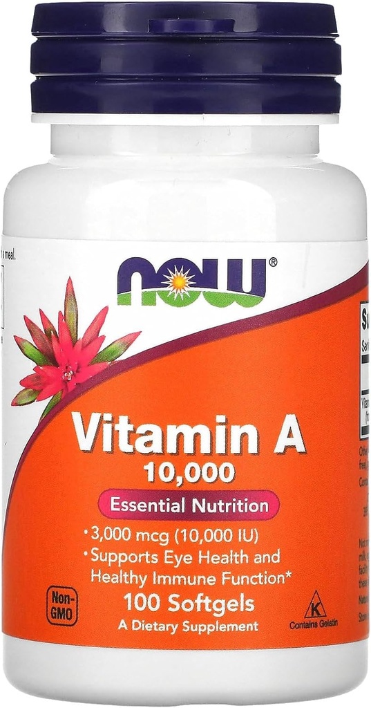 Nå Matvarer vitamin A 10 000 IU 100 Sgels