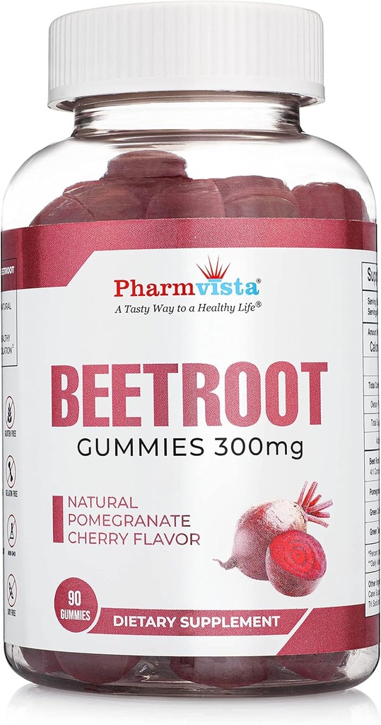Bumbac Gummies 300mg - pentru suport de circulatie sanatoasa * - Aroma naturala mixta de fructe Non-GMO Vegan-Beet Chews- 90 Count