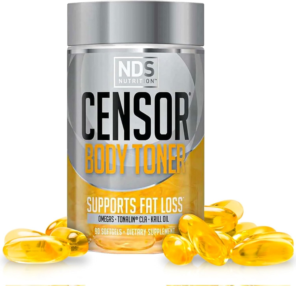 NDS Nutrition Censor - Fat Loss och Body Toner med CLA, Fish Oil, Safflower och Omega 3-6-9 Blend - Kosttillskott för förbättrad energi och hälsa (90 Softgels)