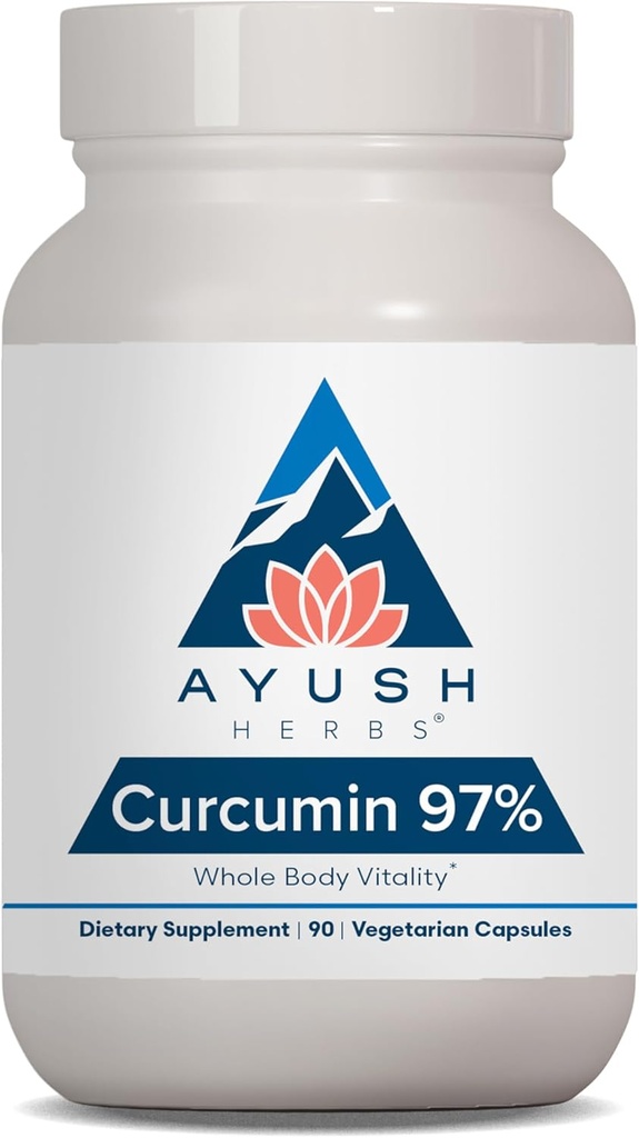 Ayush Herbs Curcumin 97% - Curcumin Supplement, Premium Turmeric Root Supplement, Curcuminoids for Women and Men, Adults, Premium Joint Support, Indarra eta Vitality - 90 Vegetarian Capsules (1 Count)
