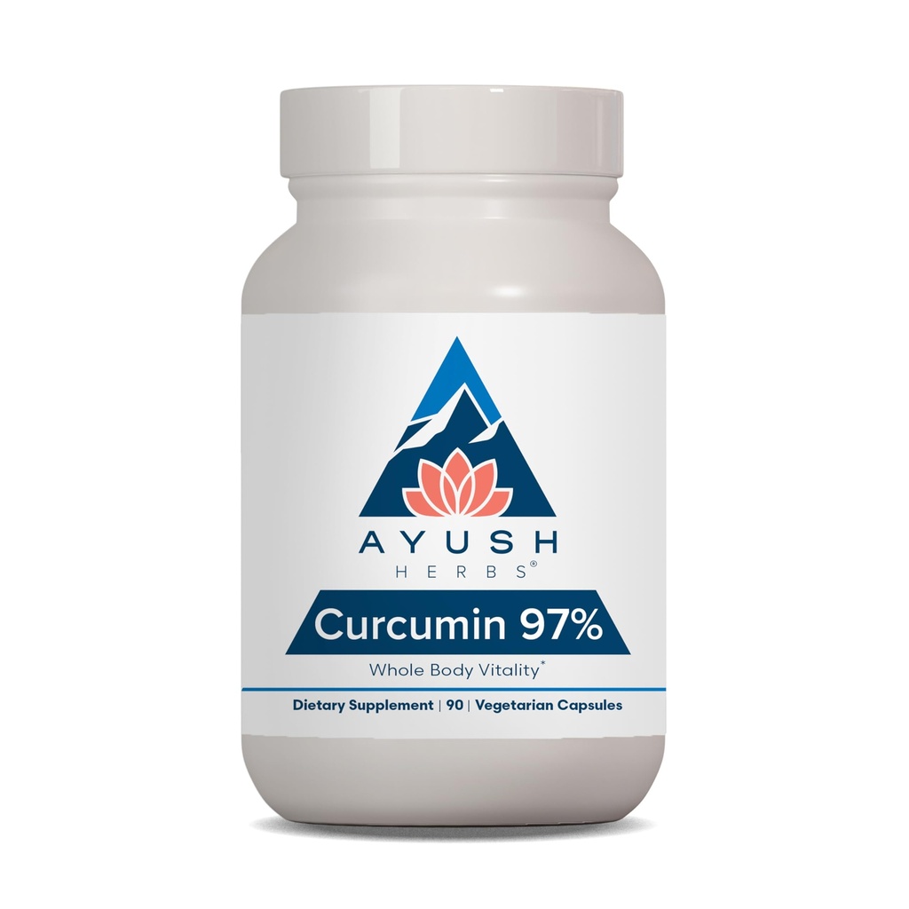 Ayush Herbs Curcumin 97% - Curcumin Supplements, Premium Turmeric Root Supplement, Curcuminoids for Women & Men, Adults, Premium Joint Support, Strength & Vitality - 90 Servings