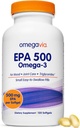 OmegaVia EPA 500, prečiščeno ribje olje Omega-3, 500 mg EPA v obliki triglicerida, ribje olje ne-GMO, Gluten-free, IFOS 5-Star, 120 Softgels