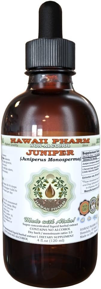Juniper Alkol-Free maye özü, Organic Juniper (Juniperus Monosperma) sol Berry Glycerite Hawaii Pharm Natural Herbal Supplement 4 oz
