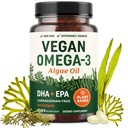 Vegan Omega 3 6 9 Algae Oil | Plant Based DHA EPA | Sustainably Sourced, No Carrageenan | Heart, Brain & Eye Health Support | Fish Oil Alternative | Omega 3 Fatty Acid Supplements | 60 Softgels