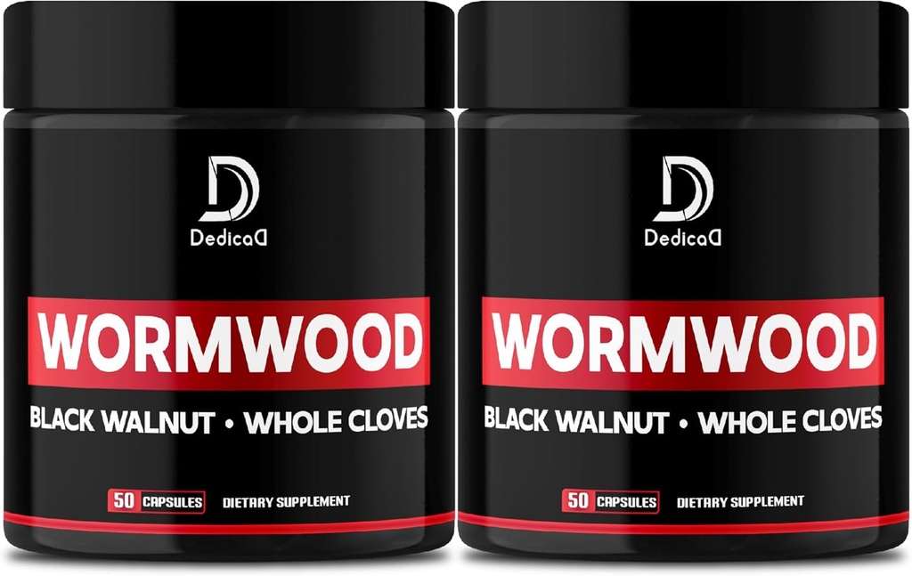 Wurkewood Capsoles - 12 Herbs Bled Black Waluts, Cloves, Gird, Turmeric, Cinnamon, Apple, Quasia - 2 แพ็ค 50 Capsulles