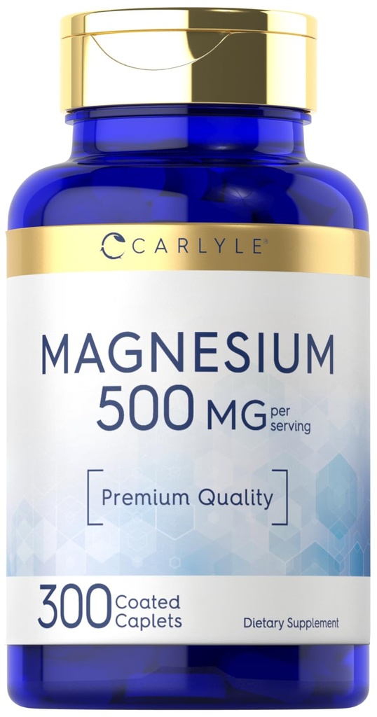 Carlyle Magnesium Oxide 500 mg | 300 Coated Caplets | Vegetarian, Non-GMO & Gluten Free Supplement
