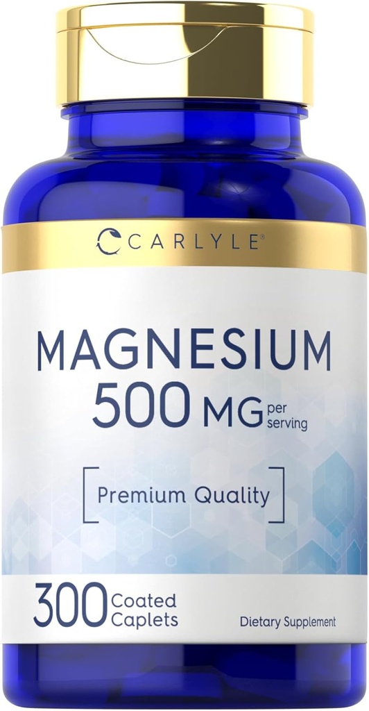 Carlyle Magnez 500mg XI124; 300 Powleczone kapsułki XI124; wegetariańskie, Non-GMO, i gluten suplement wolny
