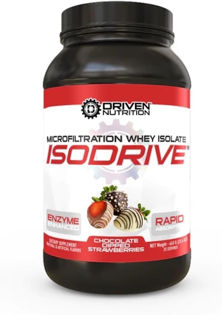 Nutrição conduzida ISODRIVE Premium Whey Isolate (2 libras, morangos mergulhados de chocolate)