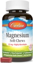 Carlson Magnesium Zachte Kauwen 125 mg Zeer absorbeerbare spierontspanning en algemene gezondheid - Bessen & Creme smaak - 40 Vegetarische Zachte Kauwen
