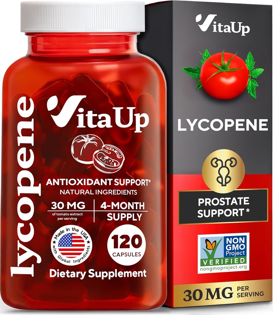 Lycopene doplňky pro muže - USA Made Prostate doplňky pro muže s přírodním rajčatový extrakt - Non- GMO Lycopene dodatek pro prostatu, kůže a antioxidant Podpora - 120 Počet