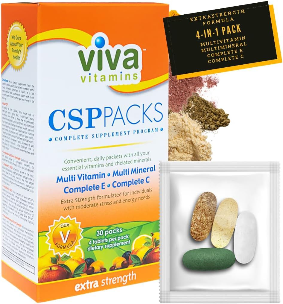 CSP Packs Ekstra Kekuatan - Multivitamin dan Multi Mineral Suplemen Lengkap E & C, Suplemen Imunitas untuk Menand Women, Lengkap Wellness Formula untuk Imune Dukungan, 30 Packs