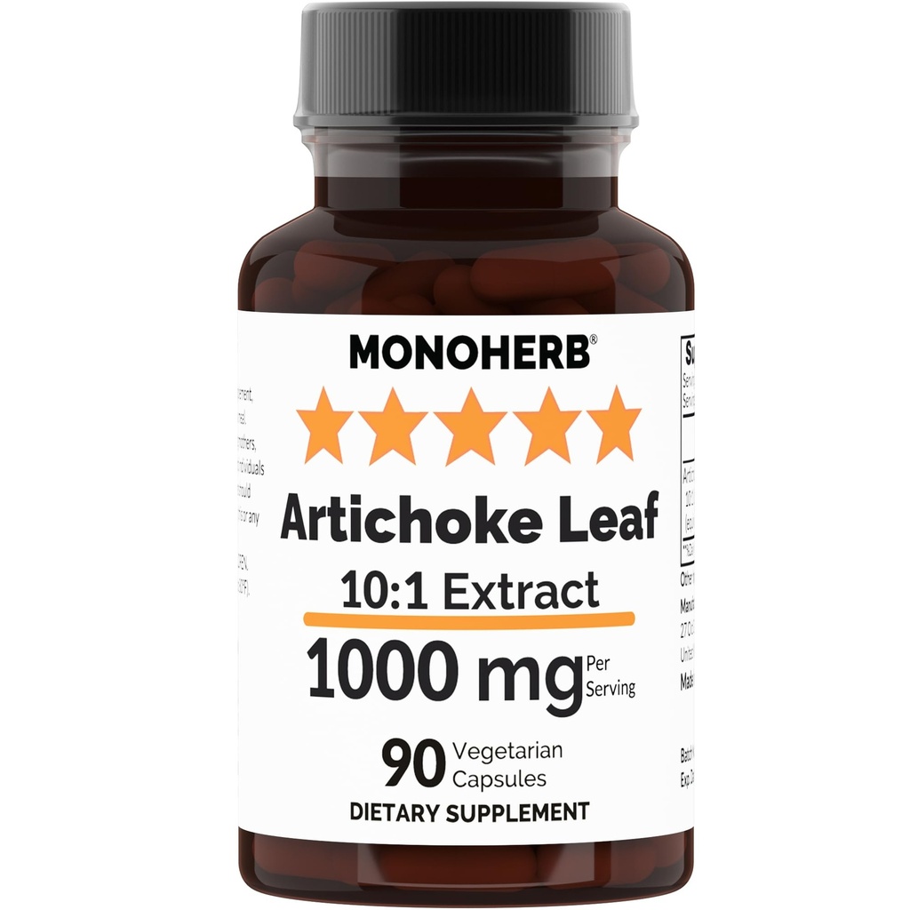 MONOHERB Artichoke Leaf 10:1 Extract - 1000 mg per Serving - Serving Size: 2 Capsules - 45 Servings per Bottle