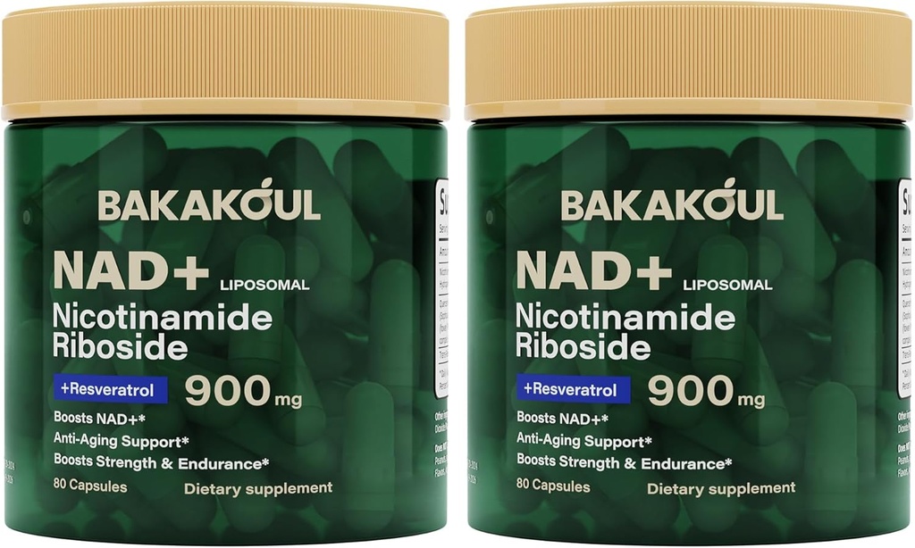 Suplemento de NAD - Ribósido de nicotinamida liposómico, Resveratrol, Quercetina, NAD Nicotinamide Riboside Resveratrol 900mg, NAD+ Suplemento para homes e mulleres, 80 cápsulas 2
