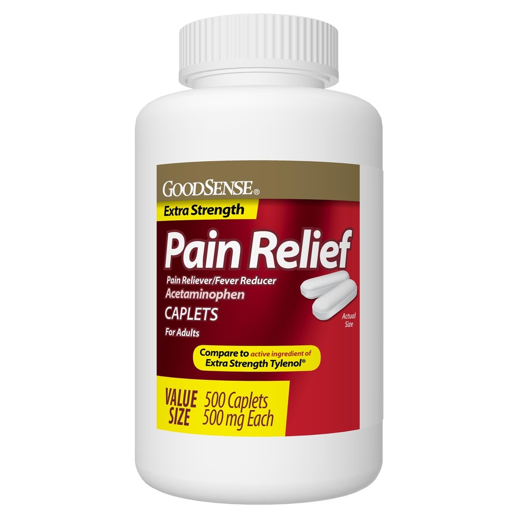 GoodSense Extra Strength Pain Relief, Acetaminophen Caplets, 500 mg, 500 Count