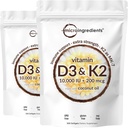2 Confezione Vitamina D3 10000 iu Plus K2 (MK-7) 200 mcg, 300 Virgin Coconut Oil Softgels | 2 in 1 Vitamine D & K Complex | Supporta l'assorbimento del calcio, Bone, Immune, & salute del cuore – Facile da ingoiare