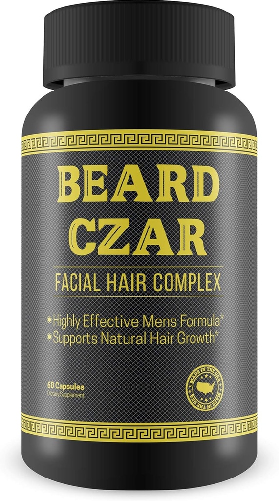 Brada Czar-Facial Hair Complex- Zelo učinkovito moških Formula- Podpira naravno rast las Izboljšati kakovost in negovanje 60 Kapsule