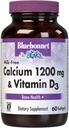 Bluebonnet Nutrition Milk-Free Calcium 1,200 mg Máis vitamina D3 400 IU - Alta Potência, Máximo Absorción Fortes ósos saudables e Suplemento de Saúde Inmune, Gluten-Free, Dairy-Free, 60 Softgels