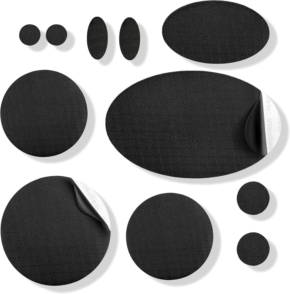 aZengear Repair Patches - veekindlad, isekleepuvad, pisara-külm-kuuma-vastupidavad Nylon Polüester Fix Puffer Coats, Gear, Tents (11 tükki, tahke must)