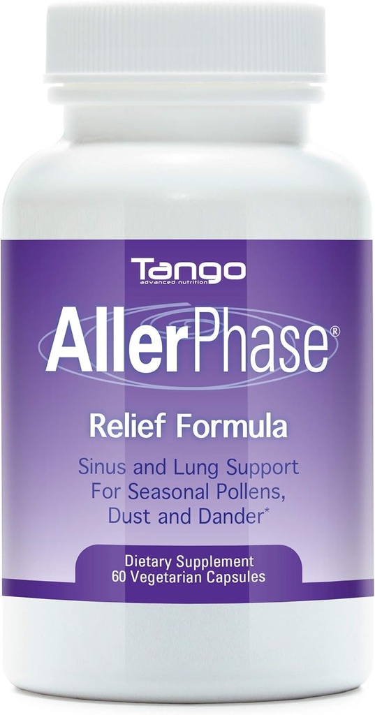 Allerfase Natural Herbal Sinus och Lung Relief Supplement for Seasonal Respiratory Discomfort Caused by Pollens, Dust and Dander (60 Vegetariska kapslar)