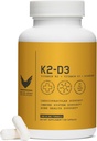 High Level K2D3, supplément de vitamine K2 & D3 avec Pepper Noir BioPerine, Complexe à double action pour le cœur, os, support immunitaire, 5000 UI D3, 100 mcg K2, Végétarien, 60 Capsules Veggie