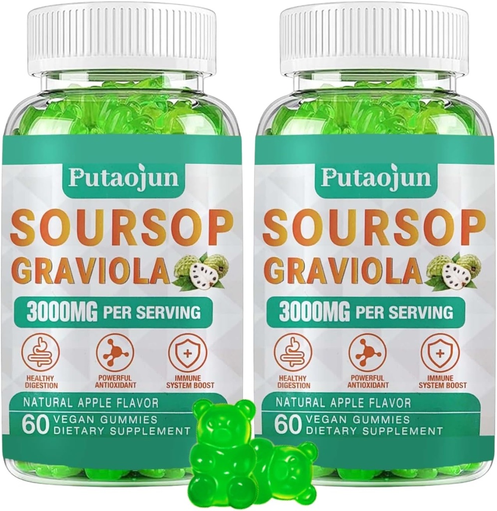 Soursop Graviola Gummeaux 124; 2000mg Soursop Levelek kivonat emésztésre, sejttámogatásra, immuntámogatásra és antioxidánsra