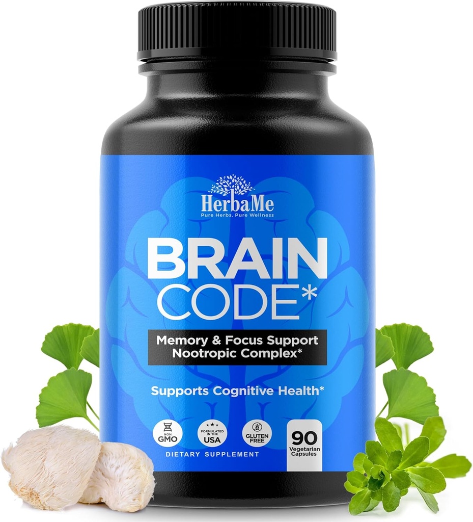 Brain Code Nootropic Brain Remember and Focus 支持认知健康与精神清晰,增强浓度 QQ 90 Capsules