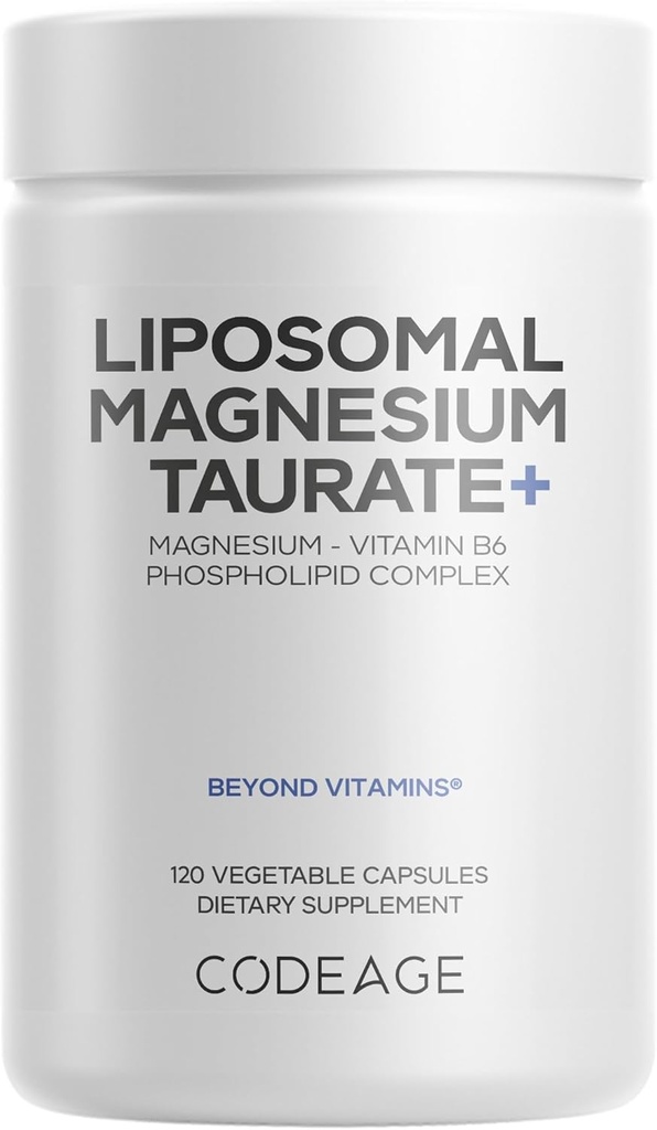 Codeage Liposomal Magnesium Turate+ תוסף - Magnesium Turate, ויטמין B6 כמו Pyridoxal 5-Phosphate, 2-Month Supply - Liposomal Delivery, טבעוני, non-GMO, Gluten-Free, 120 קפסולות