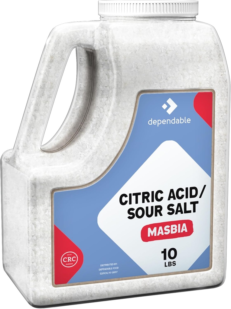 Dependable Food Citric Acid - 10 lb Luzem - 100% Czysty Sour Salt Food Grade, Allergen- Free, Non-GMO, Kosher - Idealny do serów Making, Koktajle, Sprzątanie, Bomby do kąpieli, & więcej