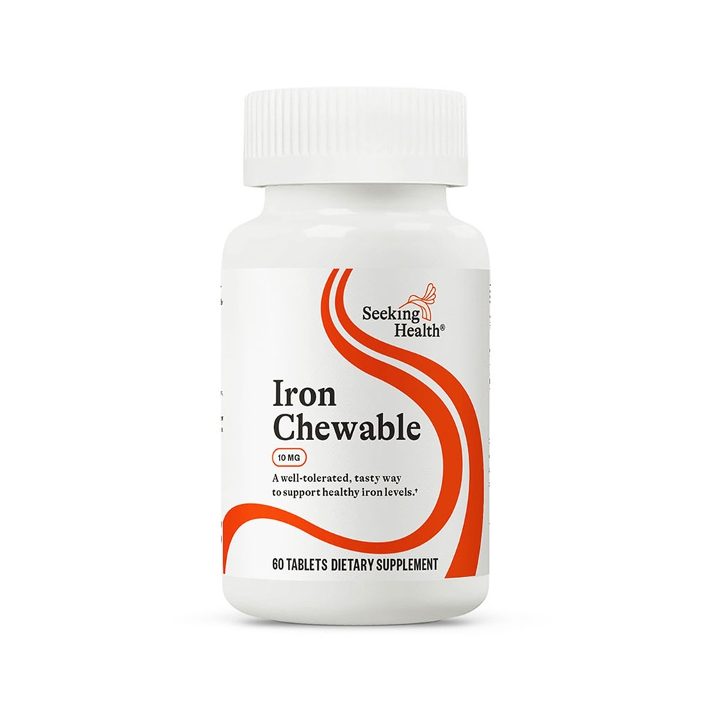 Seeking Health Iron Chewable - Mineral Supplement to Support Healthy Metabolism - Supplement Aids Muscle Function in Men & Women - Energy Support Supplement - 10 mg, 60 Tablets