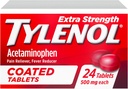 Tylenol Extra Strength Pain Reliever & Fever Reducer, Round Coated Tablets, 500 mg Acetaminophen Pain Relief Pills for Headache, Toothache & Minor Arthritis Pain, 24 ct