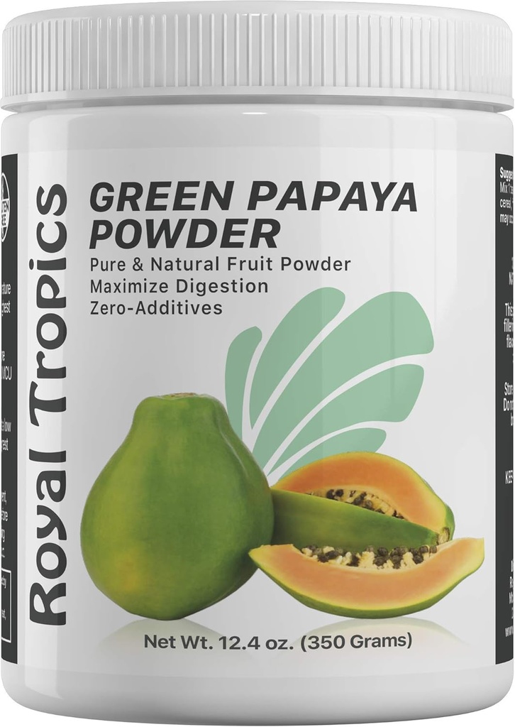 Royal Tropics Green Papaya Powder. Enzymes for Digestive Support.