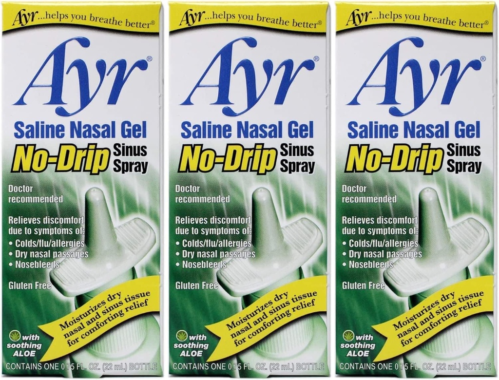 Ayr Saline Nasal Gel No-Drip Sinus Spray, 0,75 Fl Oz