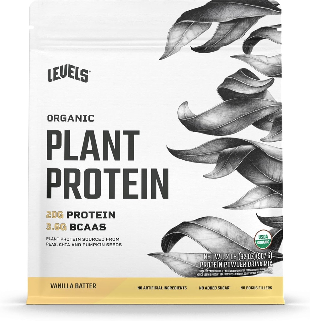 Níveis de proteína vegetal orgânica, 20G de proteína, sem artificiais, Batter de baunilha, 2LB