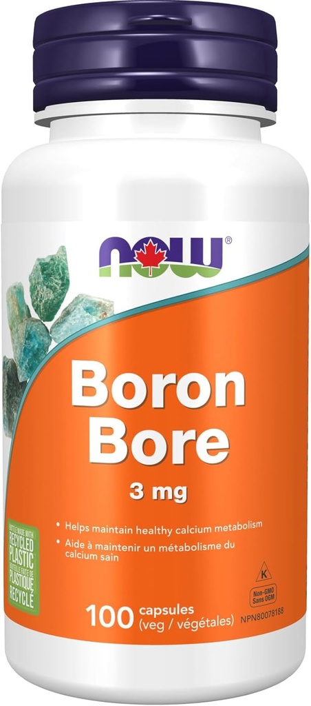 Sekarang Makanan Suplemen, Boron 3 mg (Bororganik Glycine), Dukungan Structural *, 100 Veg Capsules