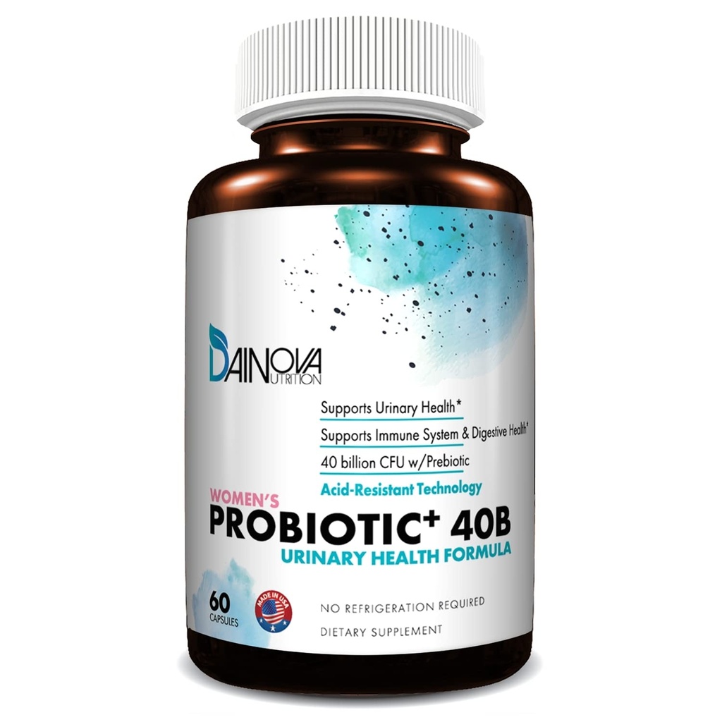 Dainova Probiotics for Women Vaginal Health, Urinary Tract Health, Yeast Infection & UTI I 40 Bil CFU Active Prebiotics and Probiotics for Women I Shelf-Stable I Acid-Resistant I 60 Caps