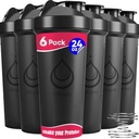 diliqua 6 PACK, Shaker Bottles with Wire Whisks for Protein Mixes | Leakproof Blender Shaker Bottle Pack | BPA-Free & Dishwasher Safe | 6 24 oz shaker bottles | Shaker Cups for shakes