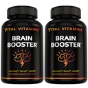 Vital Vitamins Brain Supplements for Memory and Focus (2-Pack)– Nootropic Brain Booster with Ginkgo Biloba, Rhodiola, B12 – Caffeine-Free Support for Adults & Seniors – 60-Day Supply