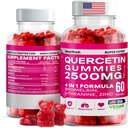 Quercetin Gummys - 2500MG 与 Bromelain, L-Theanine - 免疫支持 Gummys 过敏性救济和肺部健康 儿童与成年人