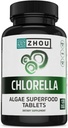 Zhou Chlorella Tablets - Chlorella Supplement, Chlorophyll Вітаміни, Чистий зелений Algae Superfood, Nutrient Rich Super Food таблетки, Broken Cell Wall - 120 Vegan Таблетки
