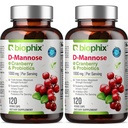 biophix D-Mannose 1000mg Capsules with Cranberry & Probiotics - D Mannose Supplements for Women - D-Mannose Pills for Urinary Tract & Bladder Health Support - Digestive Well-Being - 120 Vcaps 2 Pack