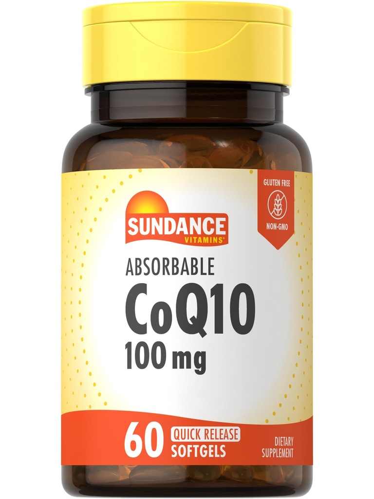 Sundance CoQ10 100mg Softgels | 60 Count | with Black Pepper Extract | Non-GMO & Gluten Free Supplement | Non-GMO & Gluten Free Supplement
