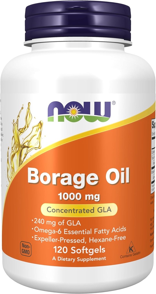 Ətraflı texnologiyalar, Borage Oil 1000 mg GLA (Gamma Linolenic Acid), 120 Softgels